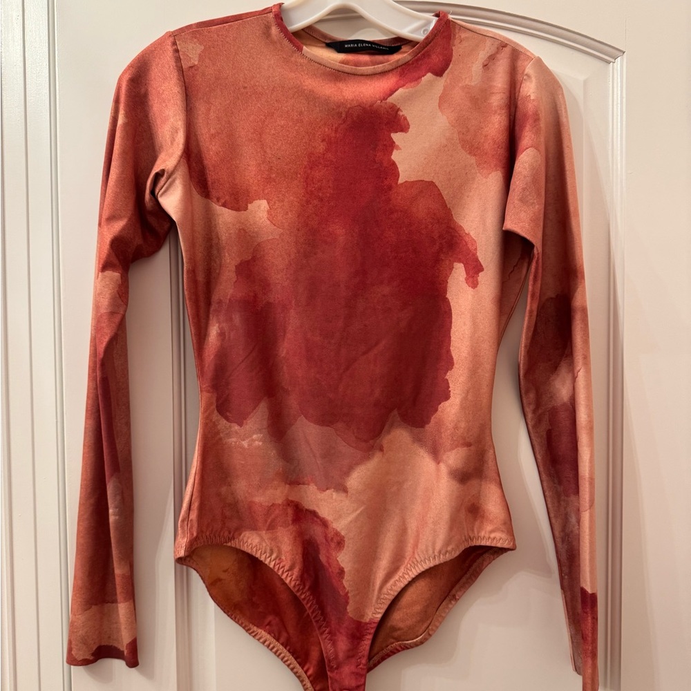 Elegant Red Long-Sleeve Bodysuit